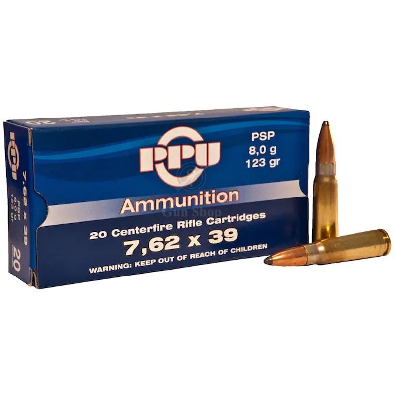 Prvi Partizan Ammunition 7.62x39mm 123 Grain Pointed Soft Point Boat Tail Box of 20