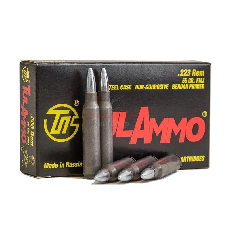 TulAmmo Ammunition 223 Remington 55 Grain Full Metal Jacket (Bi-Metal) Steel Case