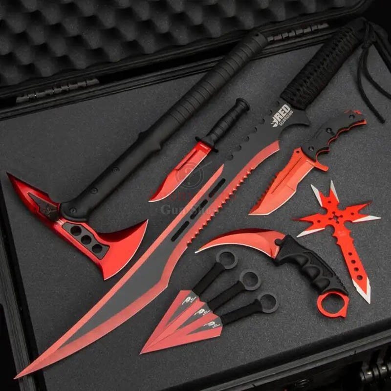 RED WARRIOR COLLECTOR SET - INCLUDES A VARIETY OF KNIVES